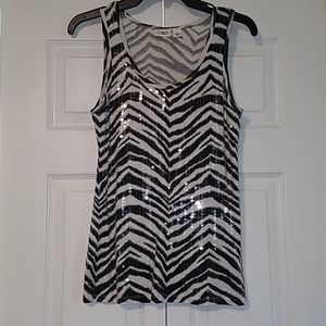 Sparkly Sequined Zebra Sleeveless Shirt